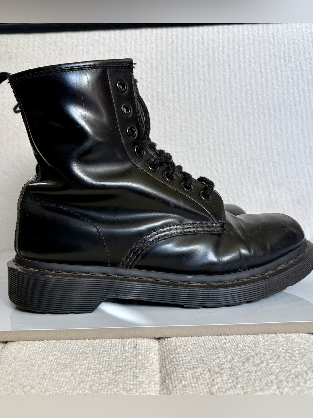 Dr. Marten’s 1460 Mono Smooth Black Leather Lace-Up Boots, Women’s 7